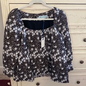 NWT Tuckernuck Fern Jacquard Square Neck Top Sz M